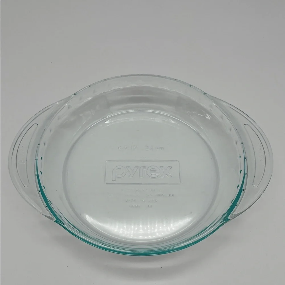 Vintage Pyrex Aqua Glass Deep Dish Pie Plate with Handles - 9.5 Inch - #2229